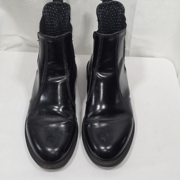 Doc Martens Black Flora Patent Leather Chelsea Boots Womens EU 39 US 8 Slip On - Picture 3 of 16